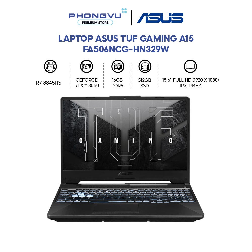 Laptop Asus TUF Gaming A15 FA506NCG-HN329W - Ryzen 7 8845HS - RAM 16GB - 512GB SSD - BH 24 tháng