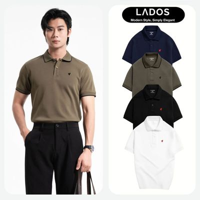 Áo thun polo nam ngắn tay LADOS-9180 thun cá sấu interlock basic trẻ trung, phong cách Hàn Quốc