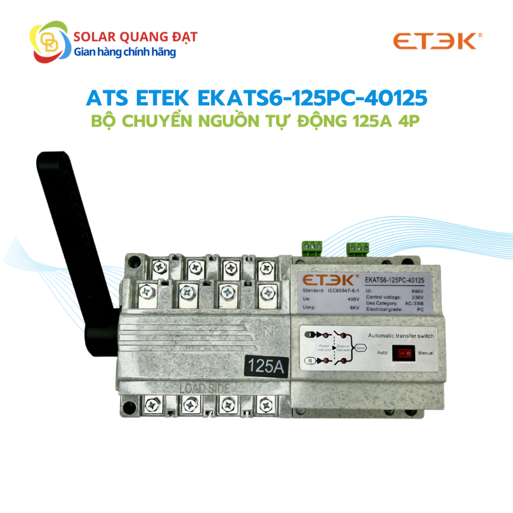 Bộ Chuyển Nguồn Tự Động ETEK 125A 4P - ATS ETEK EKATS6-125PC-40125