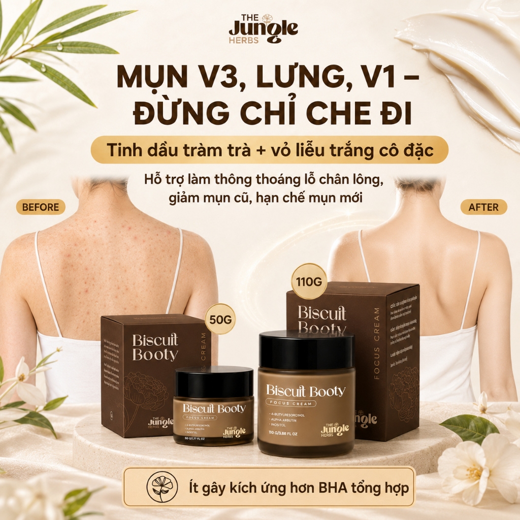 Kem giảm thâm vùng mông, nách, bẹn, giảm mụn, giảm sần, dưỡng da mềm mịn Biscuit Booty - The Jungle 