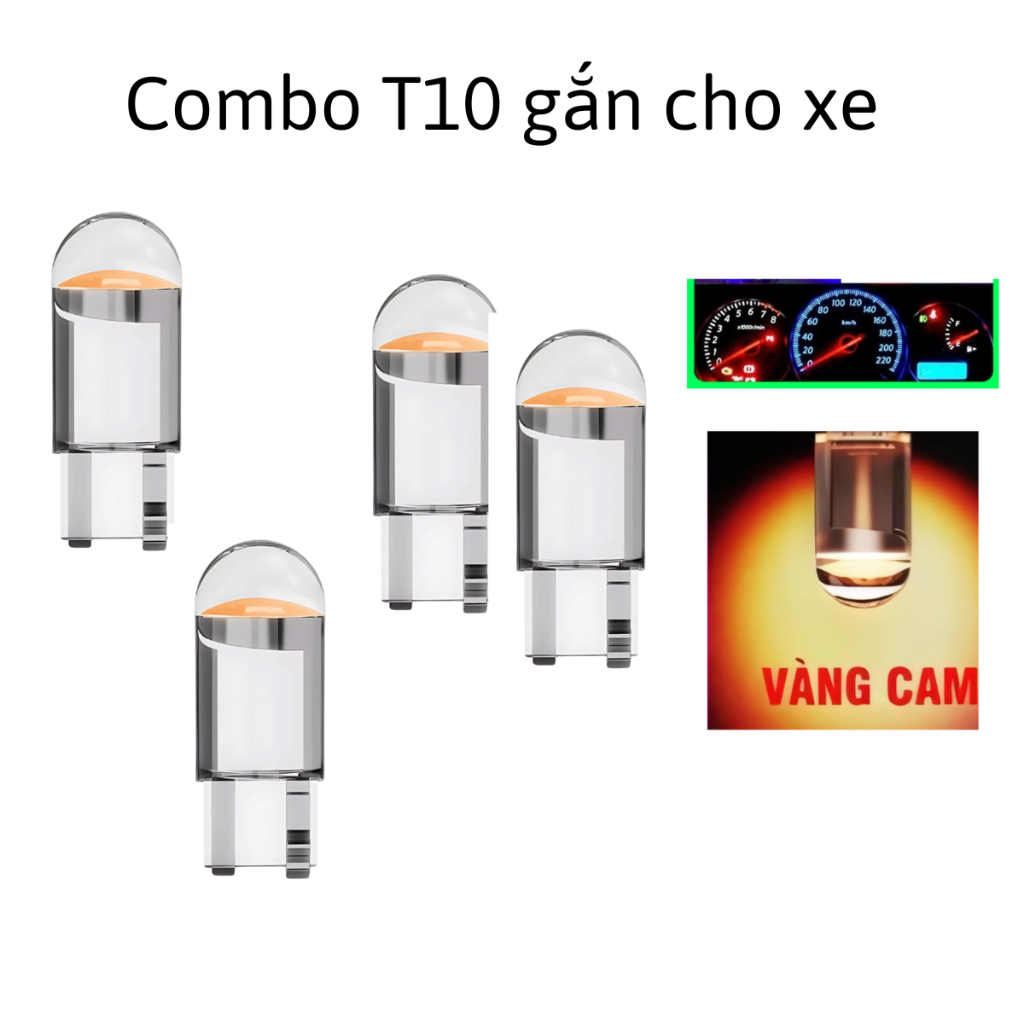 [VG335] LED T10 4  bóng LED gắn nhiều  trên xe máy dùng điện bình 12 volt de xi nhan mặt đồng hồ