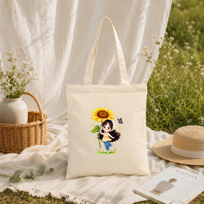 Túi Tote Loza in hình hoa vàng kích thước 33x37 có ngăn phụ và khóa khéo đựng vừa A4 Loza TOTE24