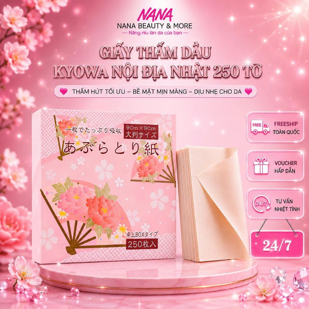 Giấy Thấm Dầu KYOWA Cho Da 250 Tờ Hàng Nội Địa Nhật - Nana Shop