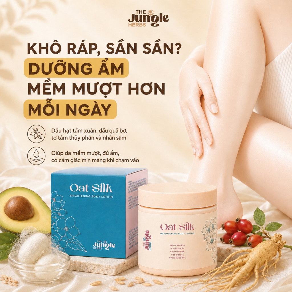 [Tặng soap] Lotion Yến Mạch Ceramides sáng da mờ thâm Oat Silk [bao bì mới] - The Jungle Herbs