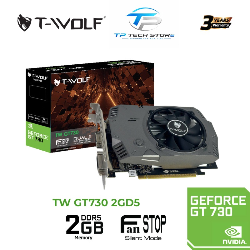VGA T-WOLF GT 730 2GB DDR5 | HDMI, VGA, DVI | Mới, BH 36T