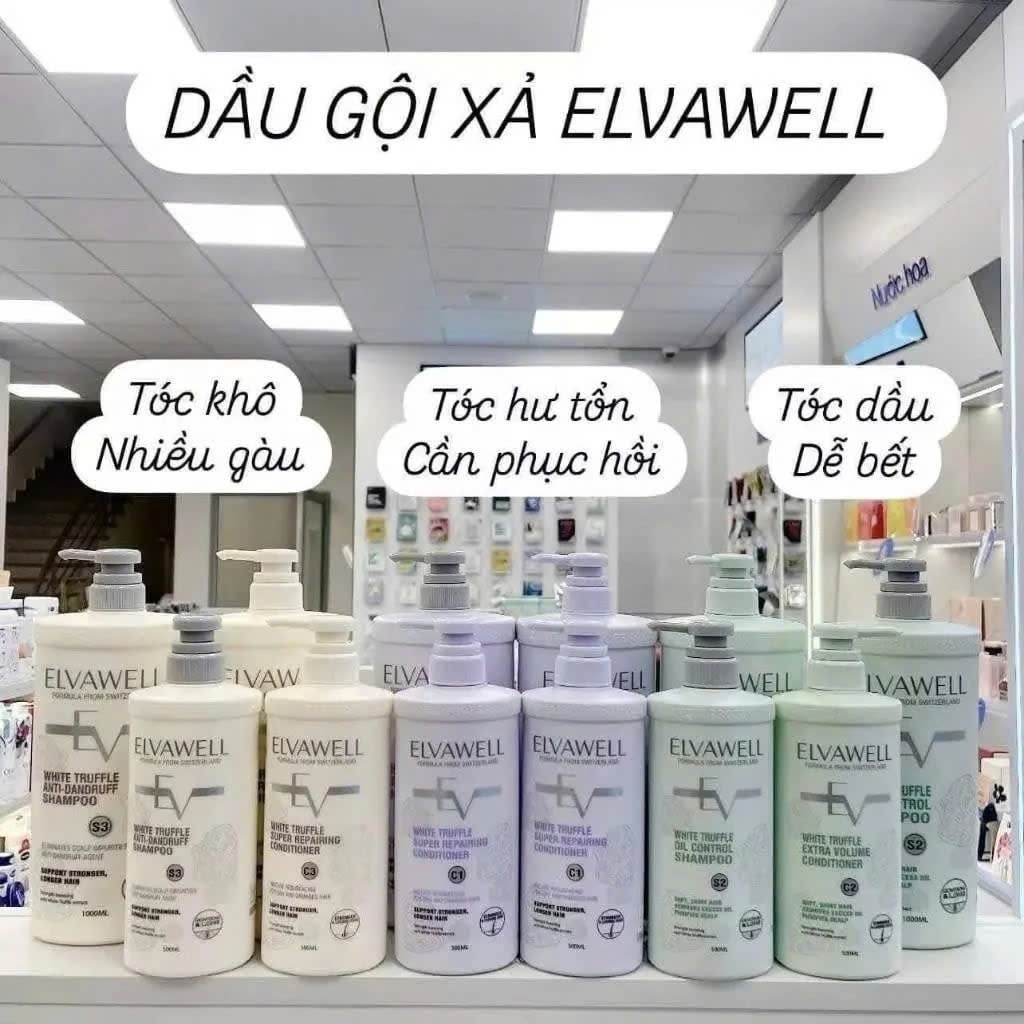 Dầu Gội Elvawell Chiết Xuất Nấm Trufle Hương Nước Hoa Siêu Mềm Mượt tóc - Dầu Xả, Gội 500 - 1000ml