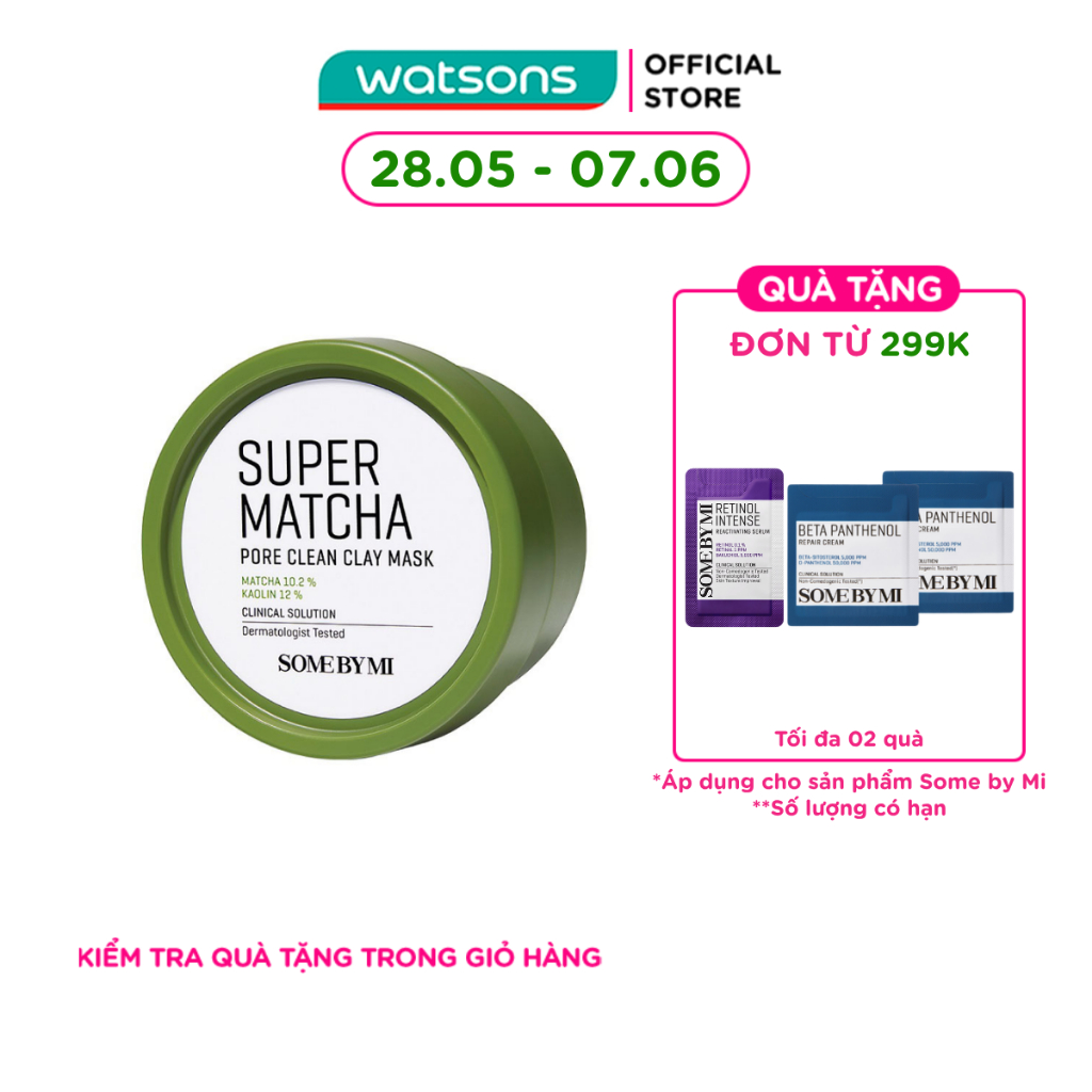 [Mã FMCGWA101 giảm 8% đơn 250K] Mặt Nạ Some By Mi Super Matcha Pore Clean Clay Từ Đất Sét Cải Thiện 
