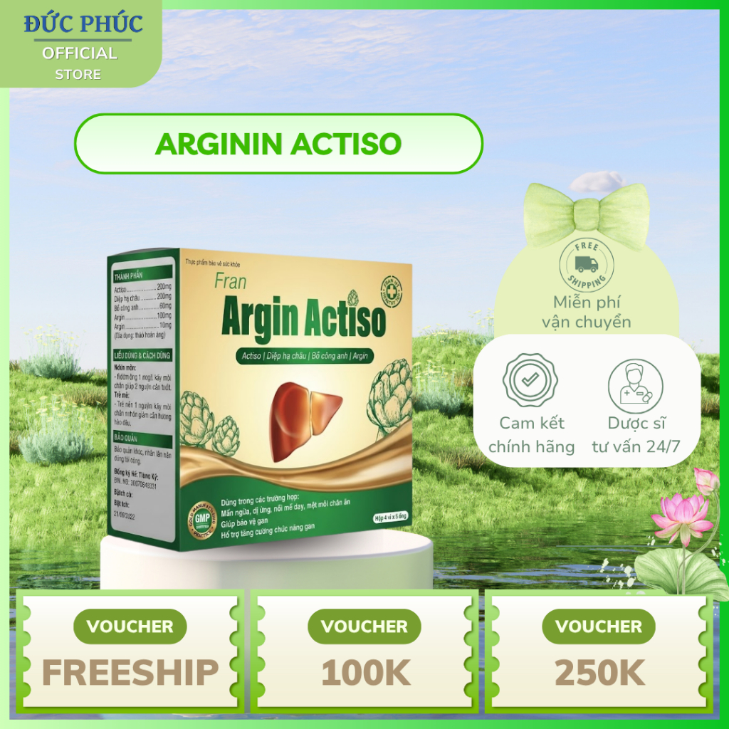 Giải Độc Gan ARGIN ACTISO Ống Uống Actiso Hỗ Trợ Giải Độc Gan, Tăng Cường Chức Năng Gan Hộp 20 ống