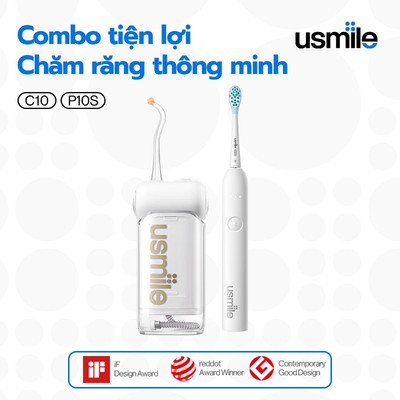 [2pcs]Combo tiện lợi Máy tăm nước sóng siêu âm usmile C10+P10S Chăm răng thông minh