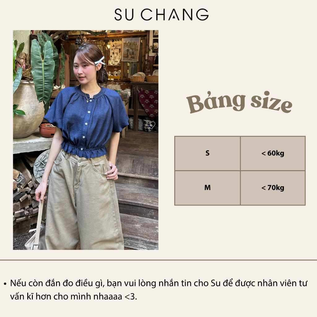 Áo Sơ Mi Cộc Tay Dáng Croptop Tay Bồng Chun Dưới A908 Su Chang Thời Trang Nữ | BigBuy360 - bigbuy360.vn
