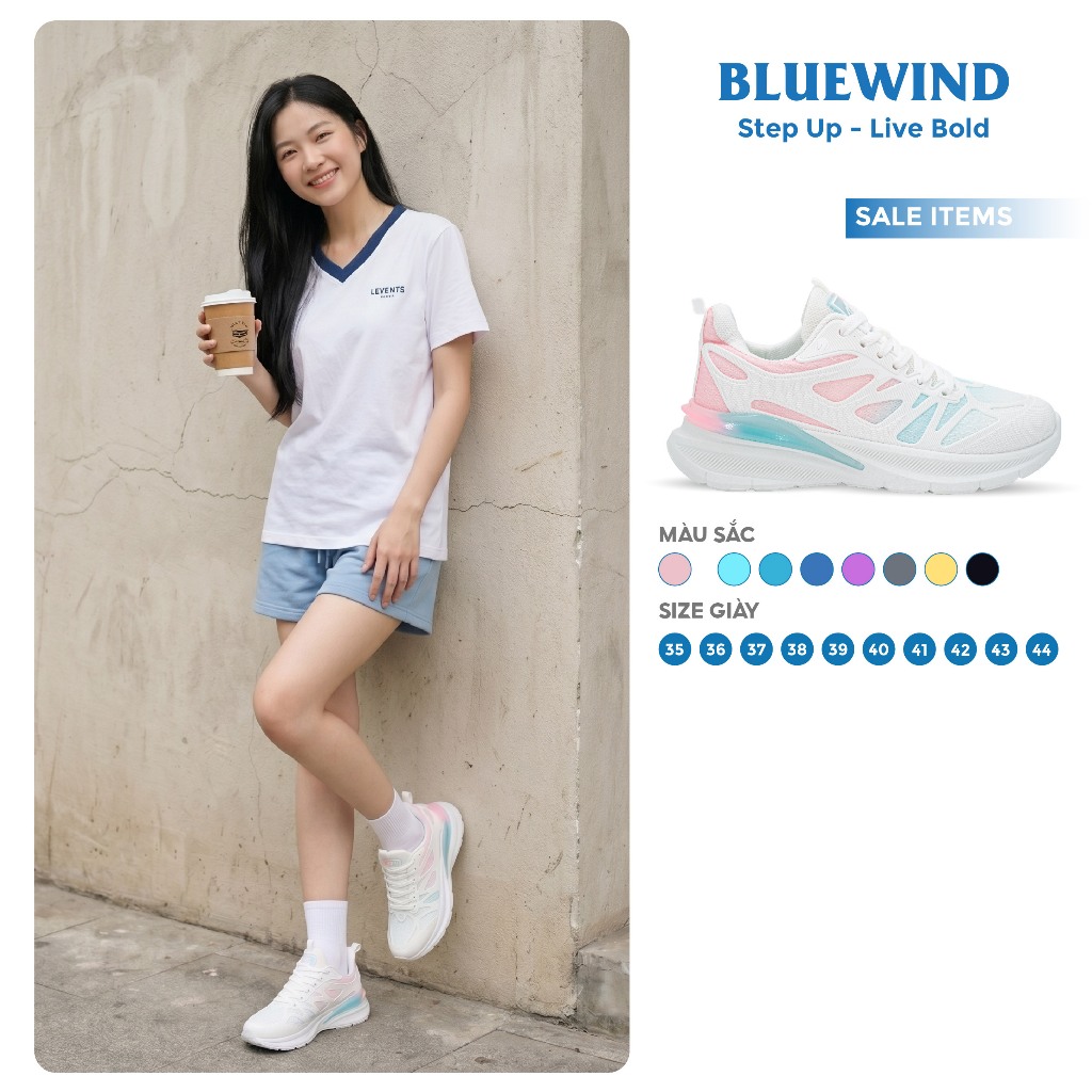 [TĂNG SIZE] Giày Thể Thao Nữ BLUEWIND Đế Cao 4cm Êm Mềm, Dáng Basic Dễ Phối Đồ 68377