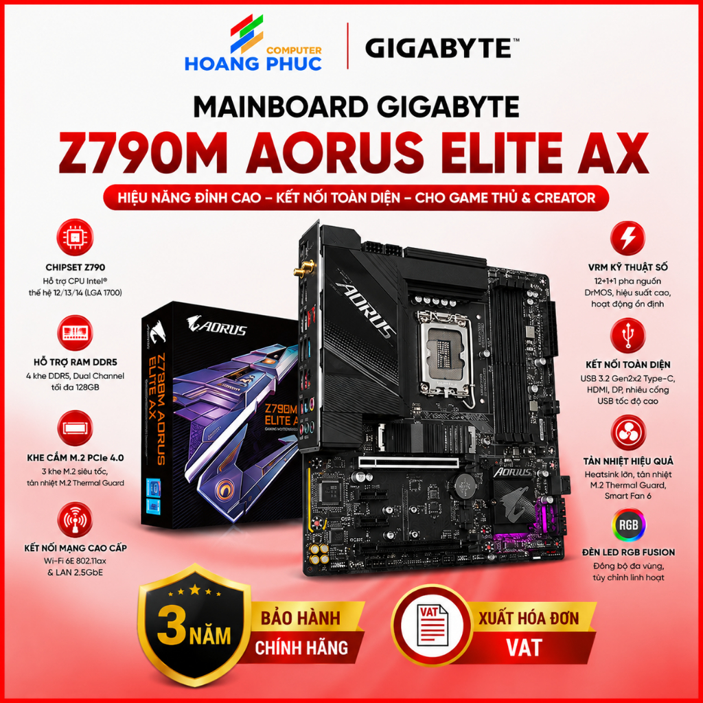 Mainboard Gigabyte Z790M AORUS ELITE AX - Hàng chính hãng bảo hành 3 năm