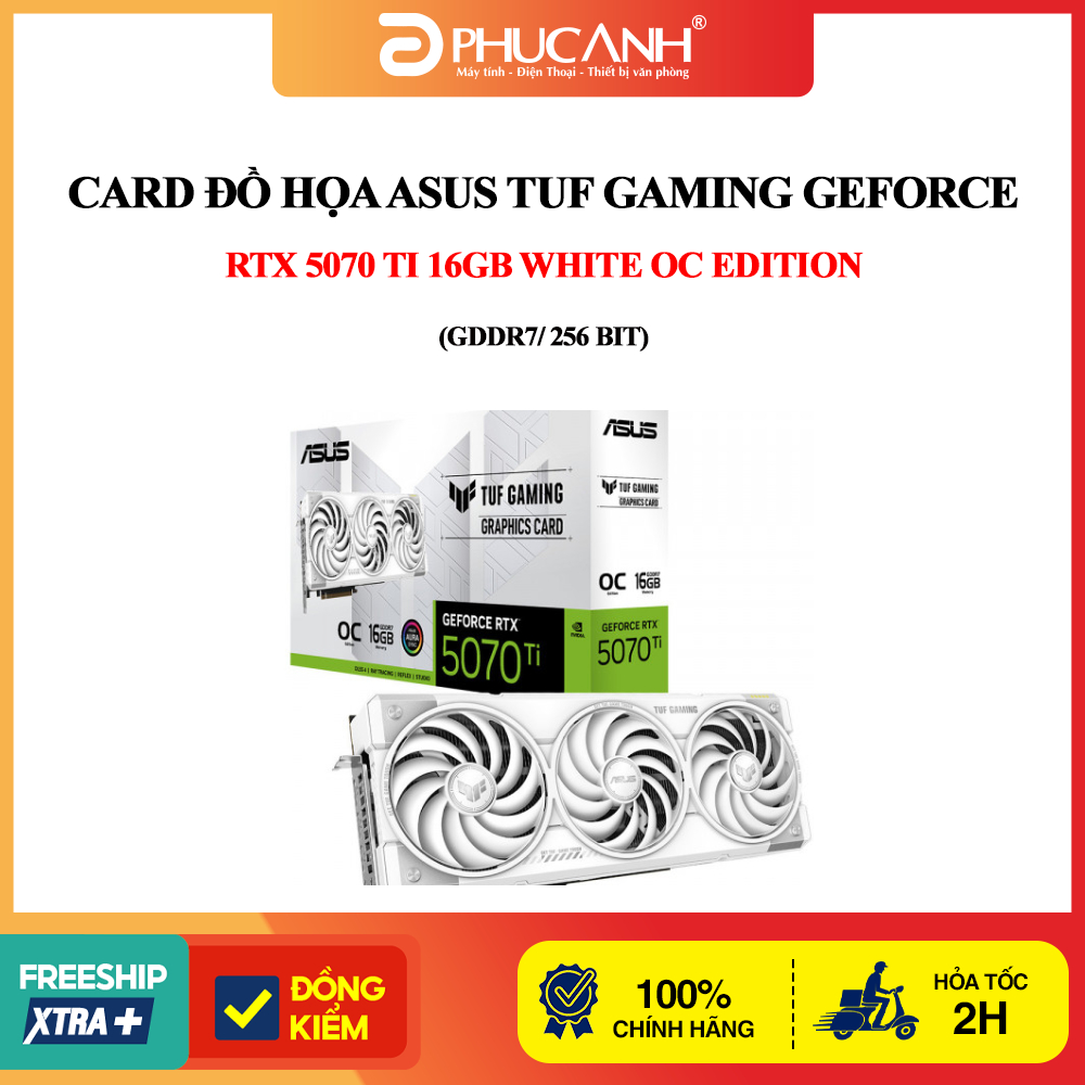 Card đồ họa Asus TUF Gaming GeForce RTX 5070 Ti 16GB White OC Edition (GDDR7/ 256 bit)