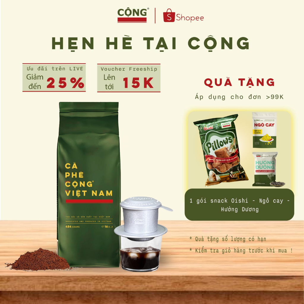 Cà phê bột rang xay 100% Robusta Cộng Cà Phê 1kg