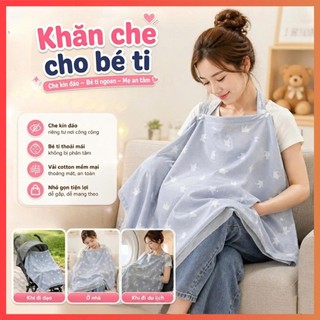 Khăn Choàng Cho Bé Ti Chất Liệu Vải Cotton Cao Cấp, Khăn Che Nắng Vải Mềm - Có Thể Gấp Gọn - Loại 2 Lớp 2 Dây