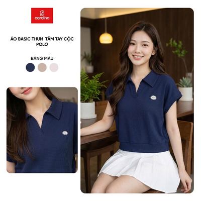 Áo polo nữ CARDINA chất thun tăm cay cộc kiểu dáng basic 6APC14