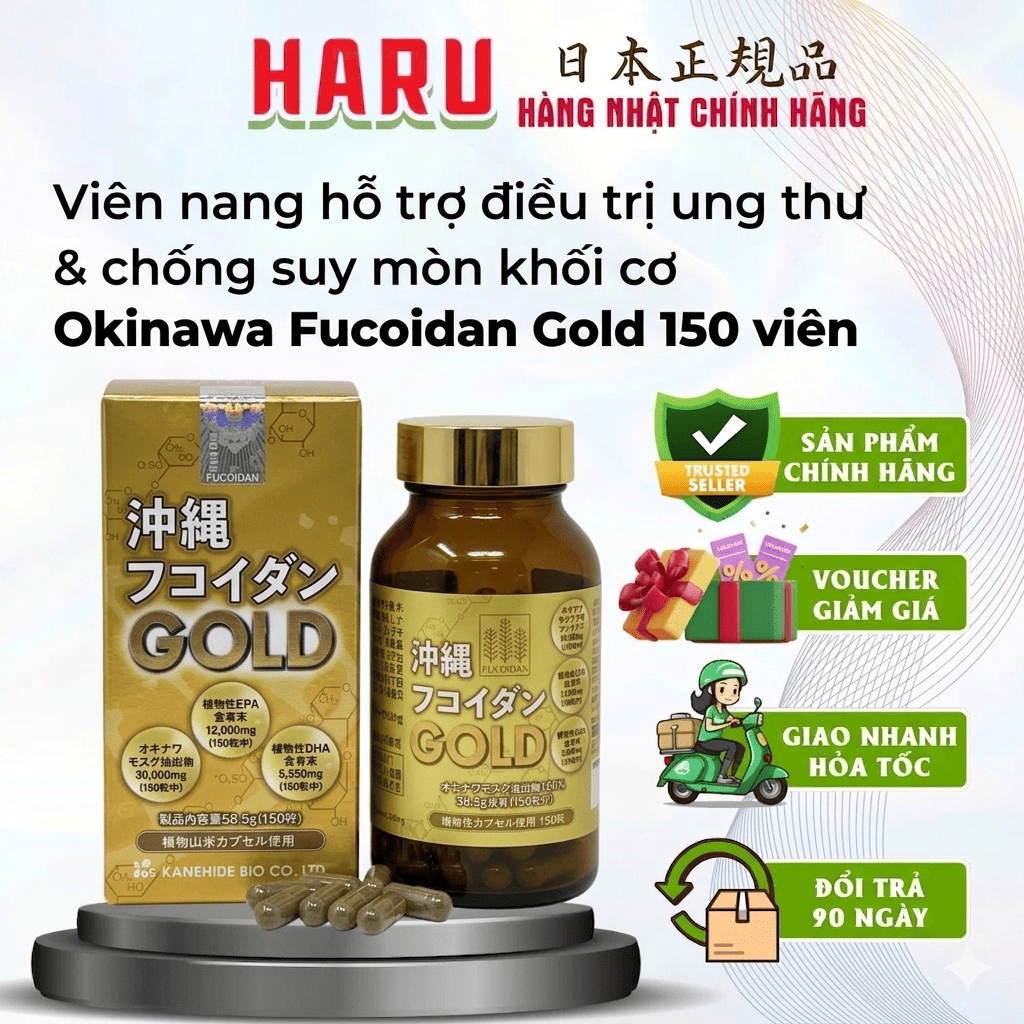 Viên Uống Fucoidan Gold Kanehide Bio Okinawa Nhật Bản 150 Viên — Tăng Cường Miễn Dịch, Chống Oxy Hóa