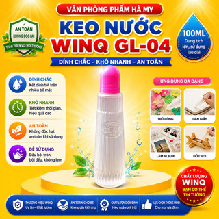 Lốc 6 Chai Keo nước dán giấy WinQ 100ml GL-04 Hồ nước chai lớn