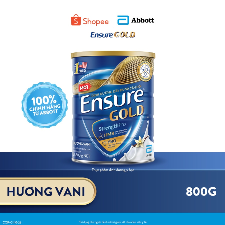 KOL LIVE] Sữa bột Ensure Gold Abbott hương vani 800g