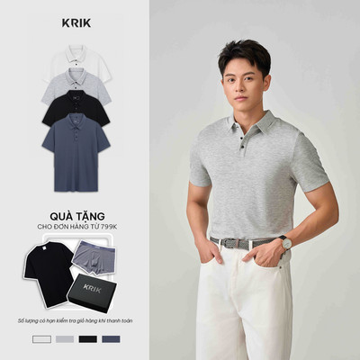 Áo Polo Nam KRIK Form Regular Thiết Kế Polo Dán Dệt Ô Vuông Co Giãn Tốt PL2277