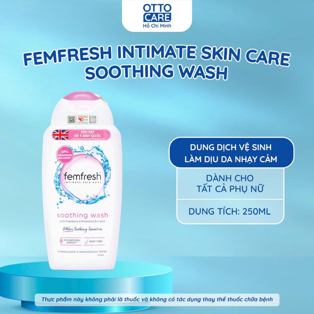 Dung dịch vệ sinh phụ nữ Femfresh Soothing Wash 250ml Màu Hồng