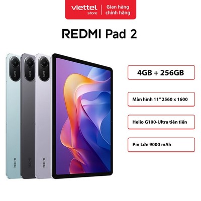 Máy Tính Bảng Redmi Pad 2 4GB + 256GB｜Màn Hình 11"2,5K Rõ Nét｜Pin 9000mAh｜Helio G100-Ultra Tiên Tiến