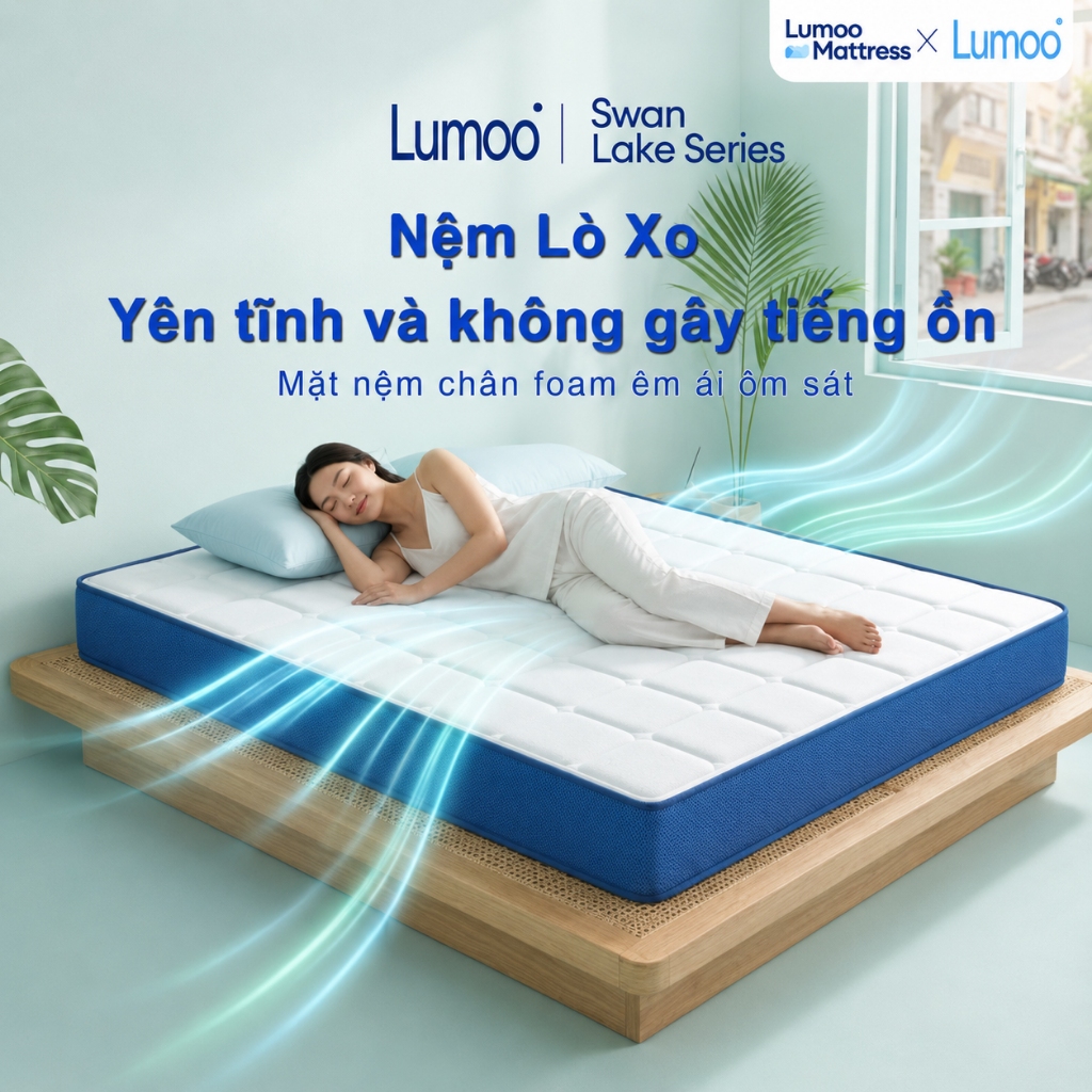 [TẶNG GỐI] Nệm Lò Xo Lumoo 1m8 x 2m - đệm giường Giảm Đau Lưng Hiệu Quả, Nâng Đỡ 7 Vùng Cơ Thể | BigBuy360 - bigbuy360.vn