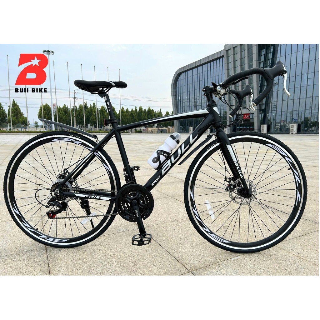 Xe Đạp Đua Road Tay Cong BULL E400  Khung Nhôm Hợp Kim, Vành Nhôm 2 Lớp 700C, Bộ Đề Shimano 21 Tốc Đ
