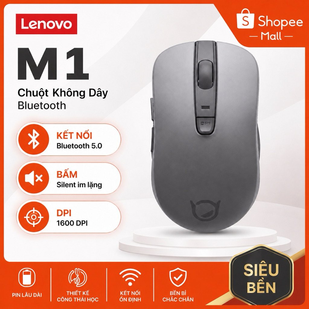 Chuột Lenovo Bluetooth không tiếng ồn PC/Laptop/Macbook/iPad/Tablet  - Chính hãng