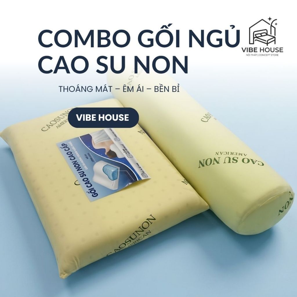 Gối Ngủ Cao Su Non Mềm Mại Êm Ái Gối Nằm Gối Ôm Cao Su Non Vibe House