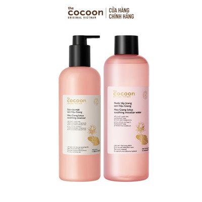[MUA 2 GIẢM 38%] Combo Sữa rửa mặt sen Hậu Giang Cocoon 500ml + Tẩy trang sen Hậu Giang Cocoon 500ml