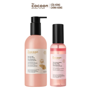 [MUA 2 GIẢM 45%] Combo Sữa rửa mặt sen Hậu Giang 310ml & Tinh chất xịt dưỡng sen Cocoon 100ml
