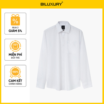 Áo Sơ Mi Trắng Nam Dài Tay 1SMDB689TRK Biluxury Form Casual Thiết Kế Kháng Khuẩn Bền Màu
