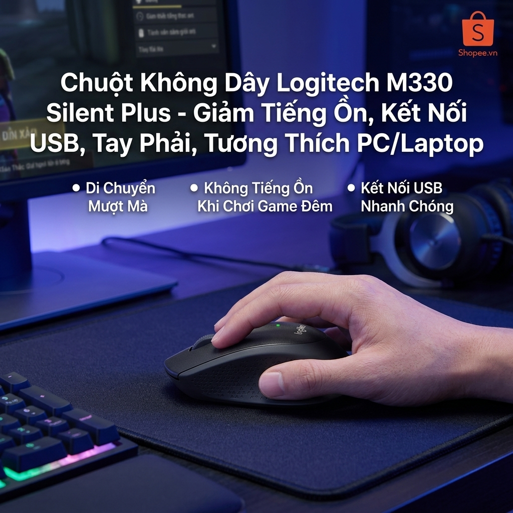 Chuột Logitech M330 Silent Plus – Chuột Silent Văn Phòng Cao Cấp, Pin Bền