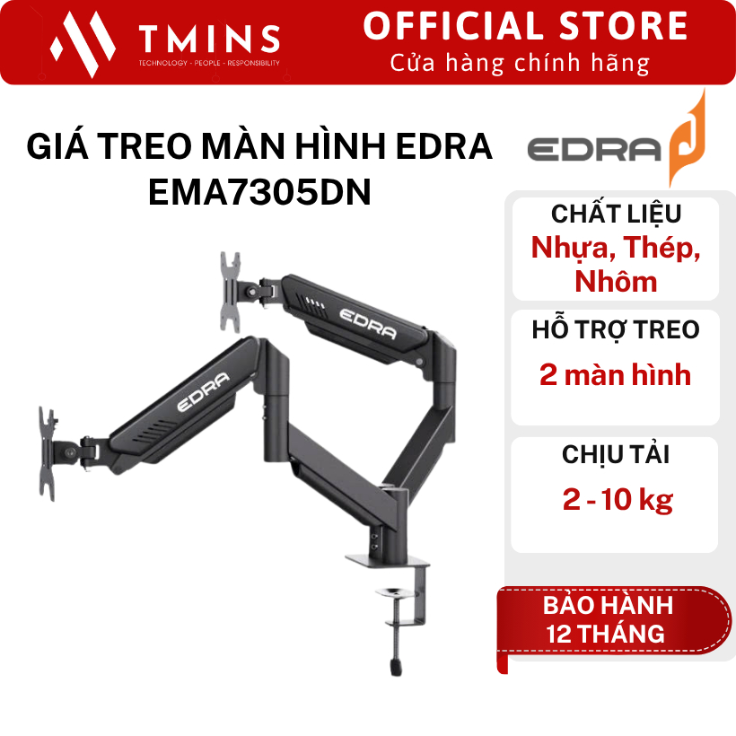 Giá treo màn hình EDRA EMA7305DN (2 màn hình/ 13 inch - 34 inch/ Gắn bàn) - Hàng chính hãng