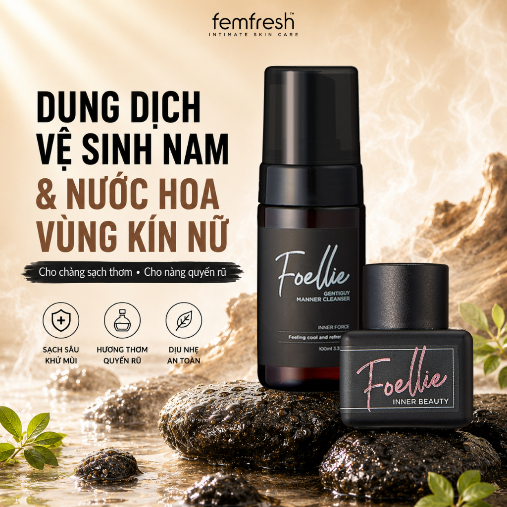 Dung Dịch Vệ Sinh Nam Foellie 100ml và Nước Hoa Vùng Kín Foellie