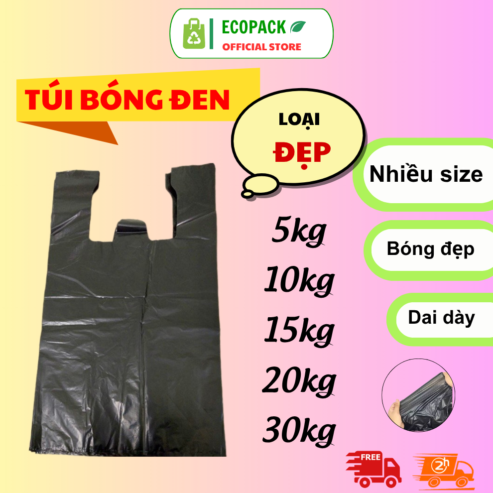 (GIÁ XƯỞNG) - [COMBO 5KG] Túi Đen Đựng Rác Đủ Kích Thước, Cuộn Màng đen Gói Hàng Siêu Tiết Kiệm - EC