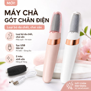 Máy Mài Gót Chân Điện USB Sạc LED 2 Tốc Độ Tặng Đầu Thay Mài Chai Sần Không Đau Tại Nhà Tiện Dụng