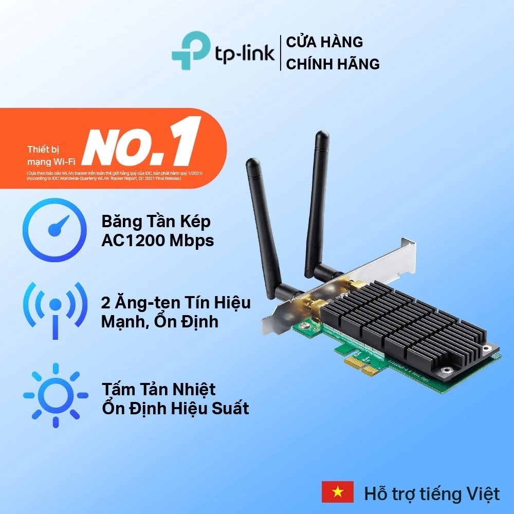 Bộ Chuyển Đổi Card Mạng Wifi TPLink Archer T4E Băng Tần Kép PCI Express AC1200 - Bảo Hành 24 Tháng