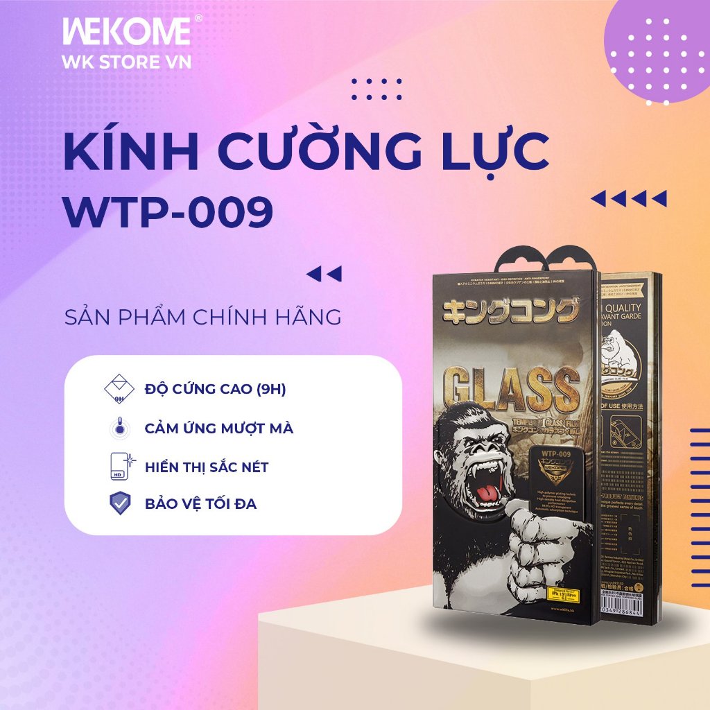 Kính Cường Lực WEKOME TRONG SUỐT WK WTP 009  Độ Bền Cao - Cảm Ứng Mượt cho lphone 11 12 13 14 15 16 
