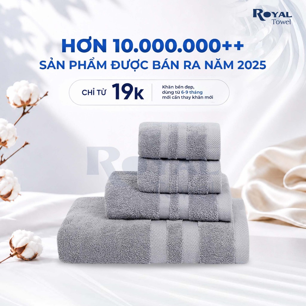 Khăn Tắm Royal Towel 50x100cm Hoặc 60x120cm Sợi Cotton Mềm Mịn, Thấm Hút Tốt, Không Xổ Lông, Không Phai Màu | BigBuy360 - bigbuy360.vn