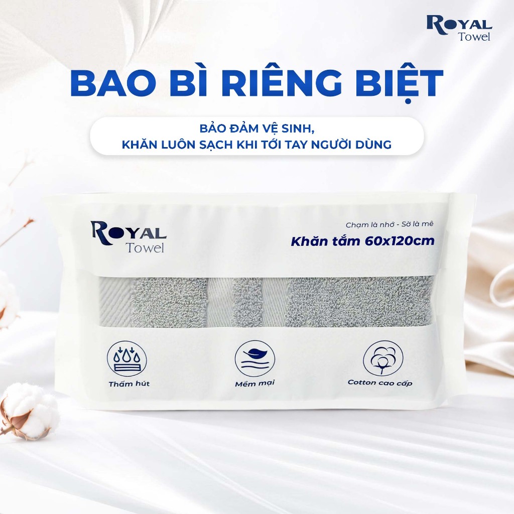 Khăn Tắm Royal Towel 50x100cm Hoặc 60x120cm Sợi Cotton Mềm Mịn, Thấm Hút Tốt, Không Xổ Lông, Không Phai Màu | BigBuy360 - bigbuy360.vn