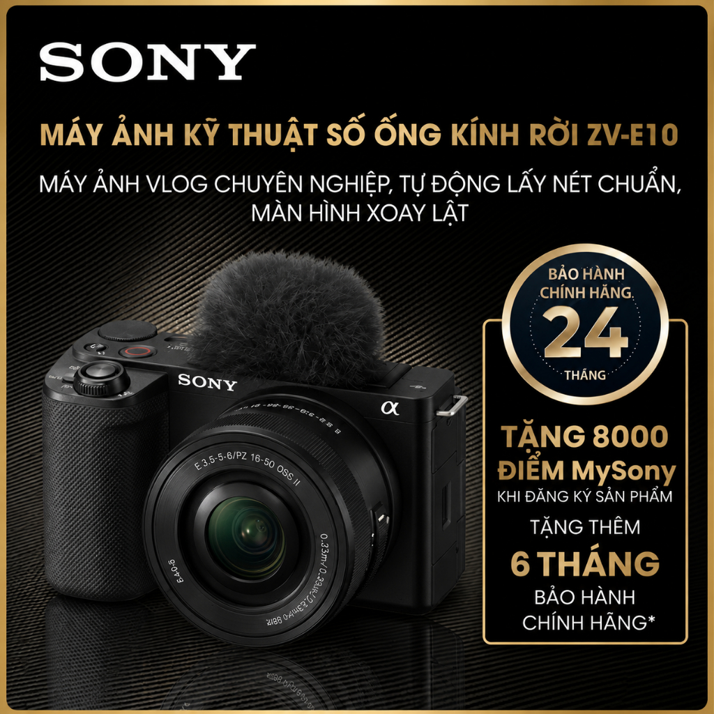 Máy ảnh kỹ thuật số ống kính rời ZV-E10 (đăng ký My Sony để được tặng thẻ nhớ) | BigBuy360 - bigbuy360.vn