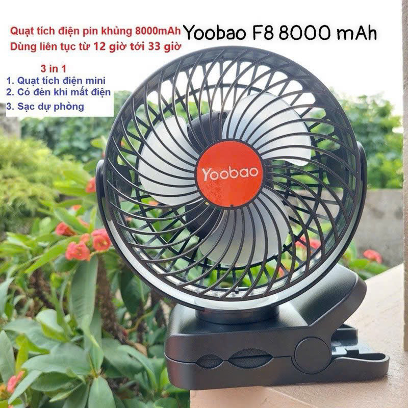 Quạt tích điện YOOBAO F3 cầm tay dung lượng cao 3000 mAh