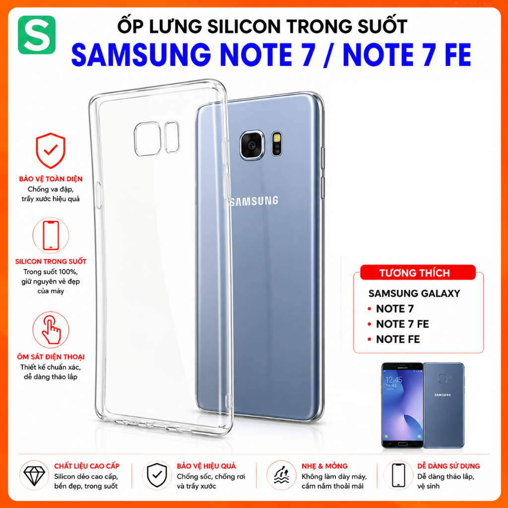 Ốp Lưng Silicon Trong Suốt Cho Samsung Galaxy Note 7 / Note FE - Phukienso24h
