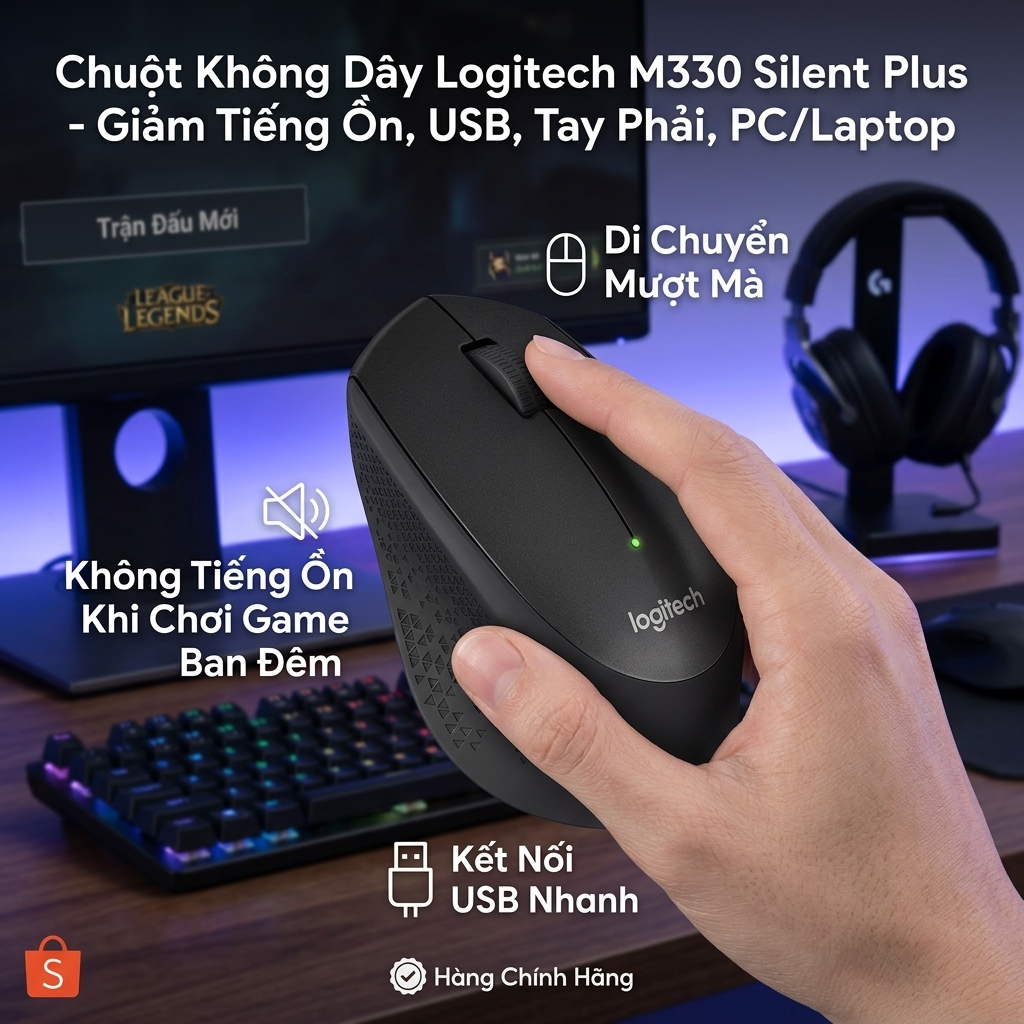 Chuột Không Dây Logitech M330 – Silent Plus Công Nghệ Giảm Ồn Cao Cấp