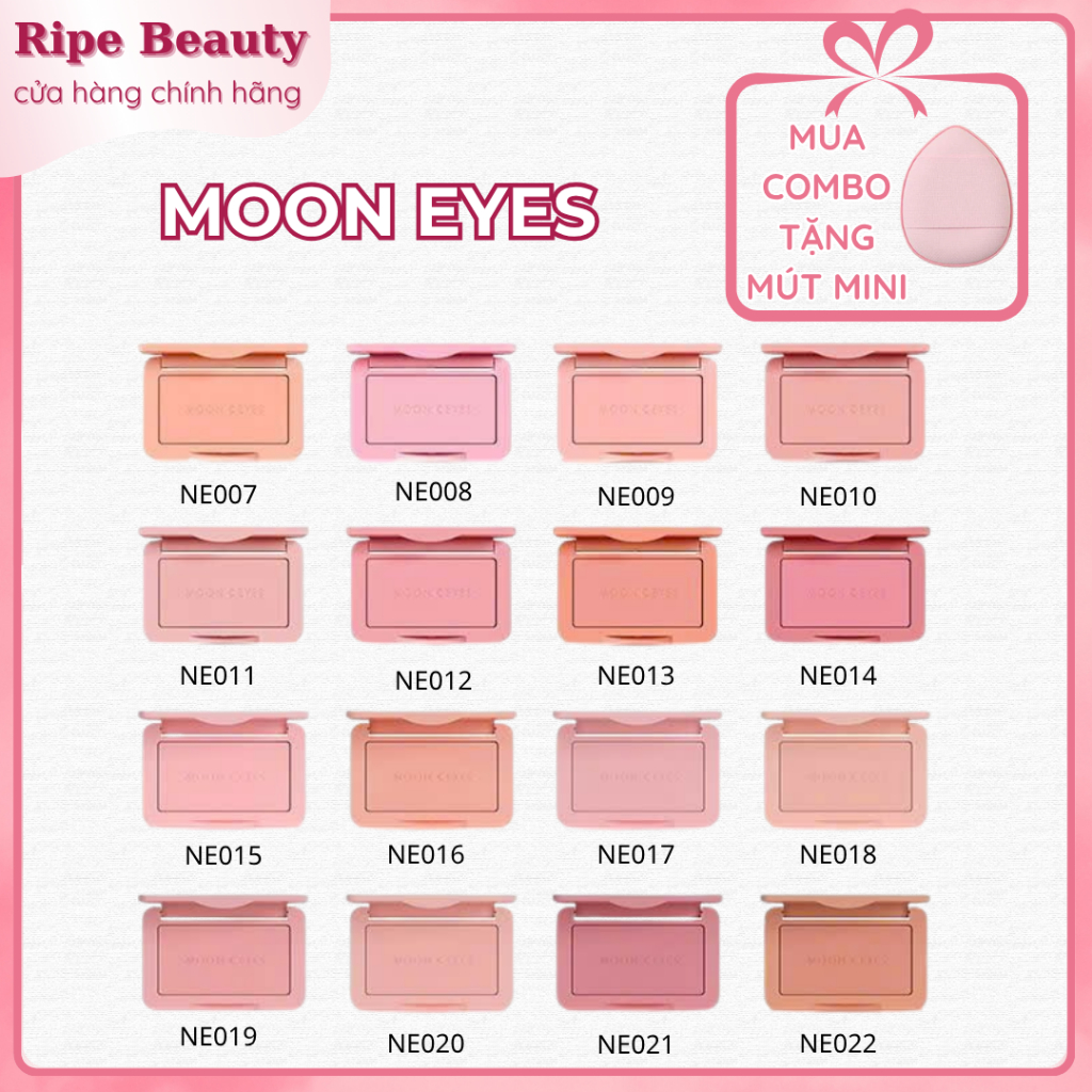 [MOON EYES] Phấn Má Hồng Moon Eyes/ MoonEyes Đơn Sắc Mịn Lì Tự Nhiên, Matte Blush, 6.5g