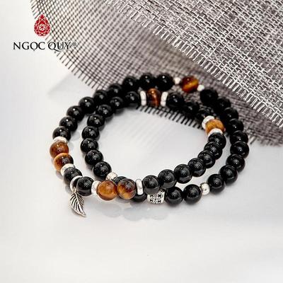 Vòng tay đá Obsidian tự nhiên phối charm - Mẫu VC0871 - Ngọc Quý