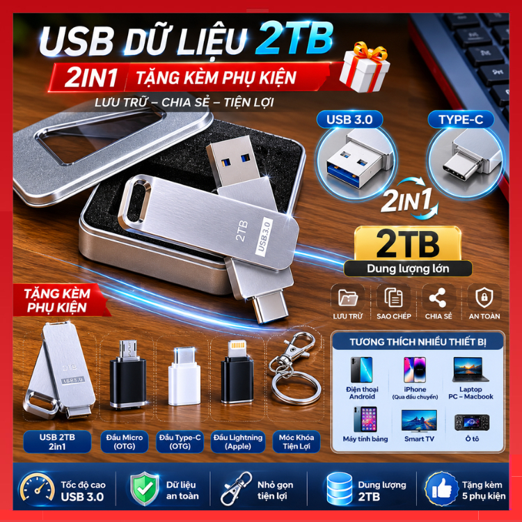 Ổ đĩa Flash 2TB Otg Type C Pendeive 512GB Usb TypeC Otg cho Usb Otg iPhone Pendrive Storage