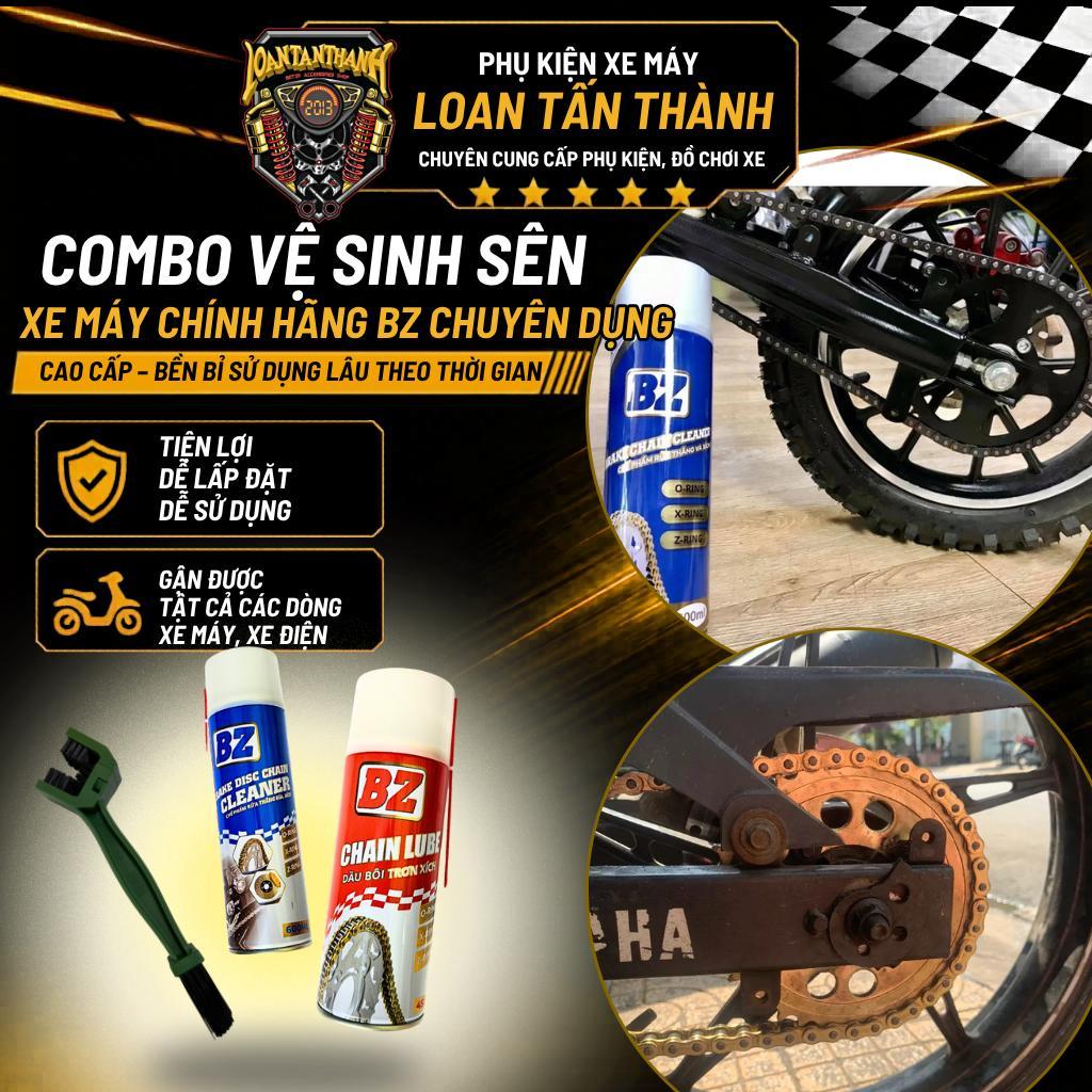Combo vệ sinh sên xe máy Chính Hãng BZ Chuyên Dụng Cho Tất Cả Loại Sên Bôi trơn dưỡng sên BZ và Rửa 